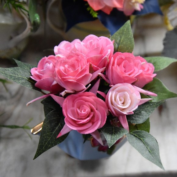 Beautiful antique square single handle footed sugar bowl with Sola wood roses - Picture 11 of 11
